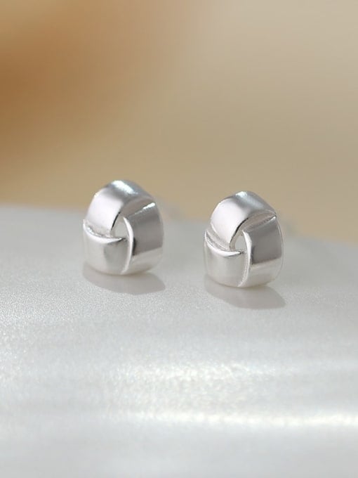 ES2437 [99 Silver Weaving] 925 Sterling Silver Heart Cute Stud Earring